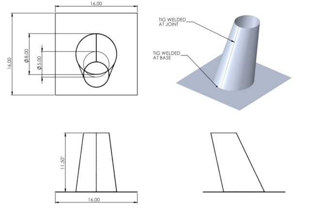 Slope tall Cone Roof Flashing with Tapered Stack Design